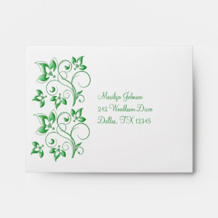 White and Green Floral Envelope for RSVP Card