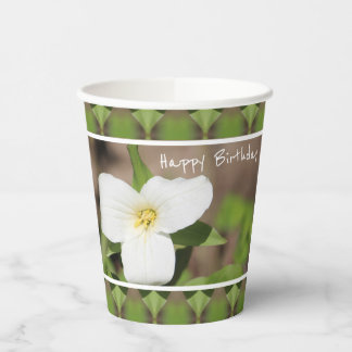 White And Green Floral Paper Cups