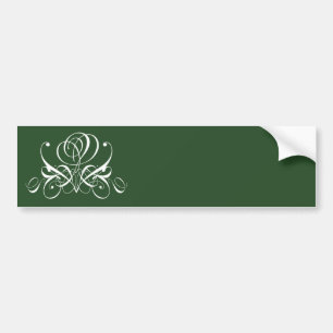 White and Green Flourish Rose Bumper Sticker