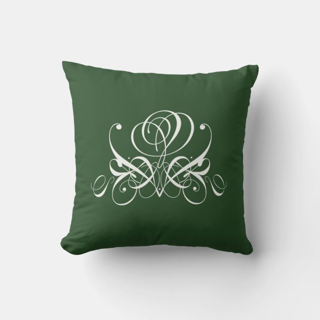 White and Green Flourish Rose Cushion (Front)