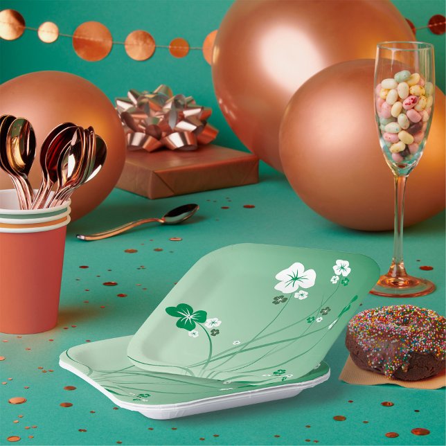 White And Green Flowers Paper Plate (Creator Uploaded)