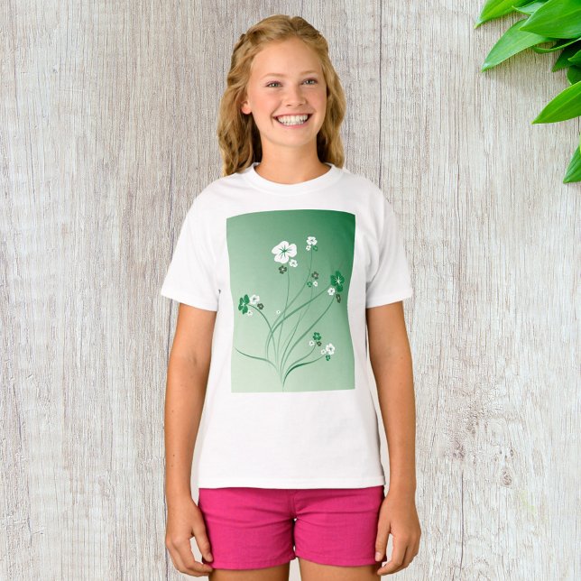 White And Green Flowers T-Shirt (Creator Uploaded)