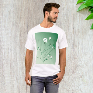 White And Green Flowers T-Shirt