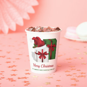 White And Green Gift Boxes With Custom Text Paper Cups