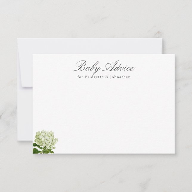 White and Green Hydrangea Baby Advice RSVP Card (Front)