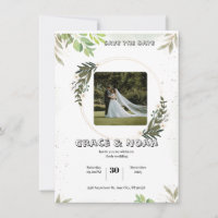 White and Green Illustrative Floral Watercolor Wed