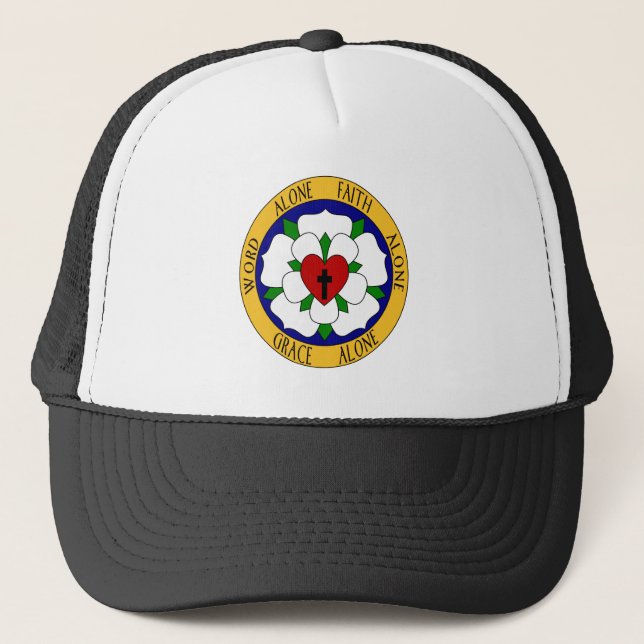 White And Green Luther Rose Trucker Hat (Front)