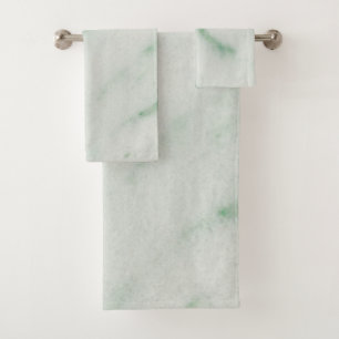 White and Green Marble Bath Towel Set