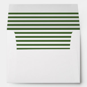White and Green Modern Pinstripes Pattern II Envelopes