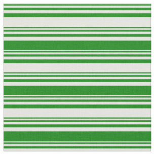 White and Green Pattern of Stripes Fabric
