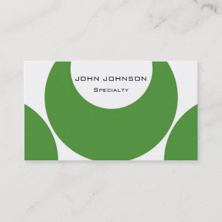 White and Green Retro Circle Business Cards