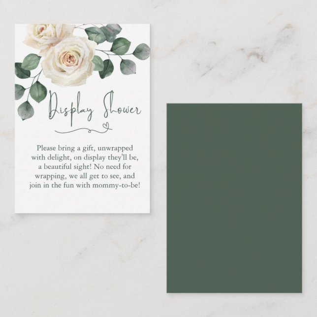 White and Green Rose Display Shower Enclosure Card (Front/Back)