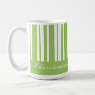 White And Green Stripes Coffee Mug