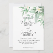 White and Green Watercolor Floral Lily Wedding