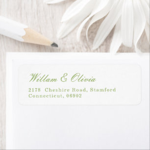 White and Green Wedding Return Address Label