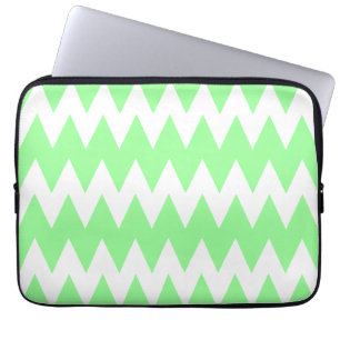 White and Green Zigzags. Laptop Sleeve