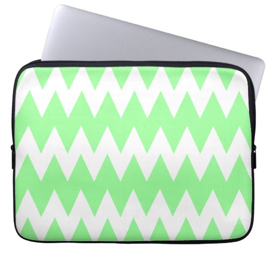 White and Green Zigzags. Laptop Sleeve