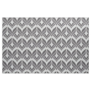 White and Grey Art Deco Pattern  Fabric