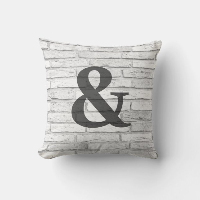 White and Grey Brick Country Ampersand Cushion (Front)
