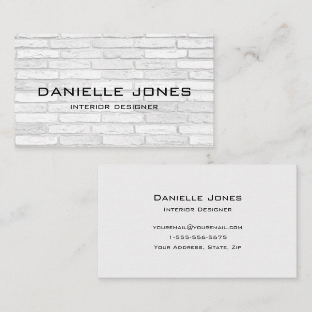 White and Grey Brick Simple Design Business Card (Front/Back)