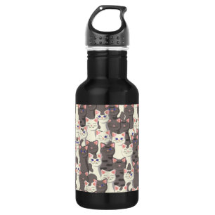 White and grey cats pattern 532 ml water bottle