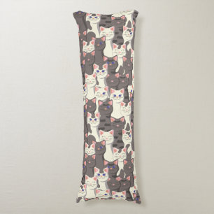 White and grey cats pattern body cushion
