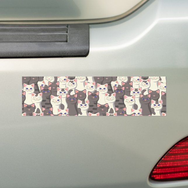 White and grey cats pattern bumper sticker (On Car)