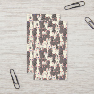White and grey cats pattern business card