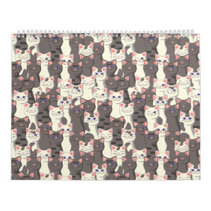 White and grey cats pattern calendar
