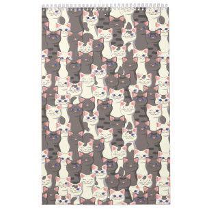 White and grey cats pattern calendar