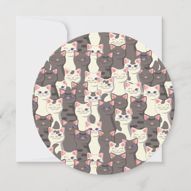 White and grey cats pattern card (Front)