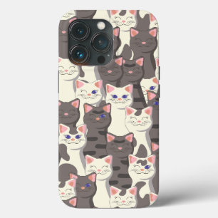 White and grey cats pattern iPhone 13 pro case