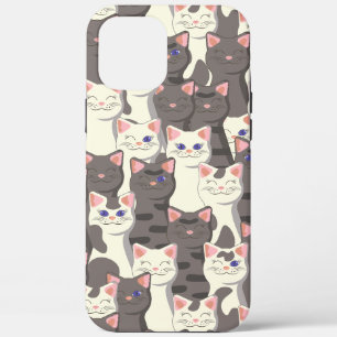 White and grey cats pattern iPhone 12 pro max case