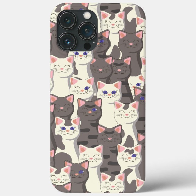 White and grey cats pattern Case-Mate iPhone case (Back)
