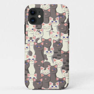 White and grey cats pattern iPhone 11 case