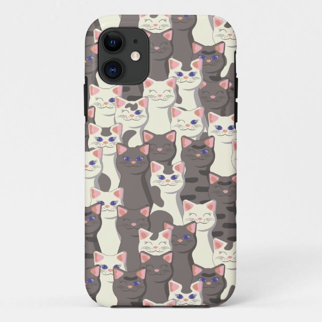 White and grey cats pattern Case-Mate iPhone case (Back)