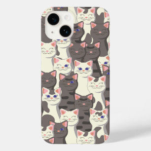 White and grey cats pattern Case-Mate iPhone 14 case