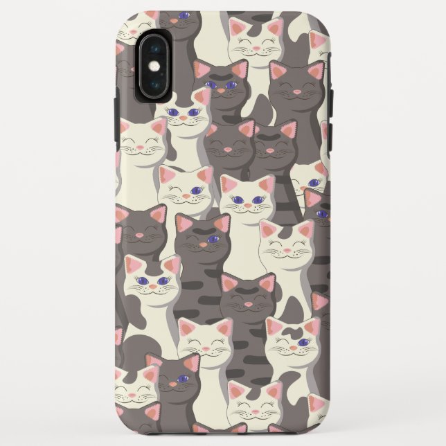 White and grey cats pattern Case-Mate iPhone case (Back)