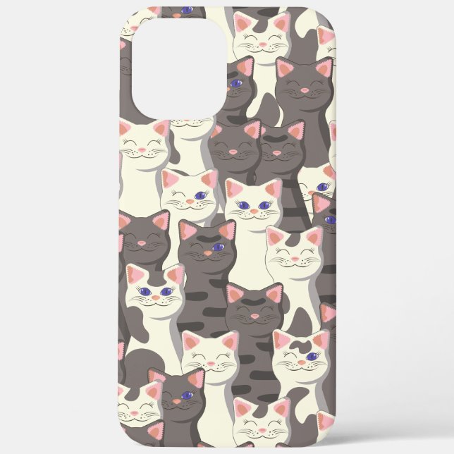 White and grey cats pattern Case-Mate iPhone case (Back)