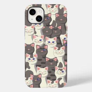 White and grey cats pattern Case-Mate iPhone 14 plus case