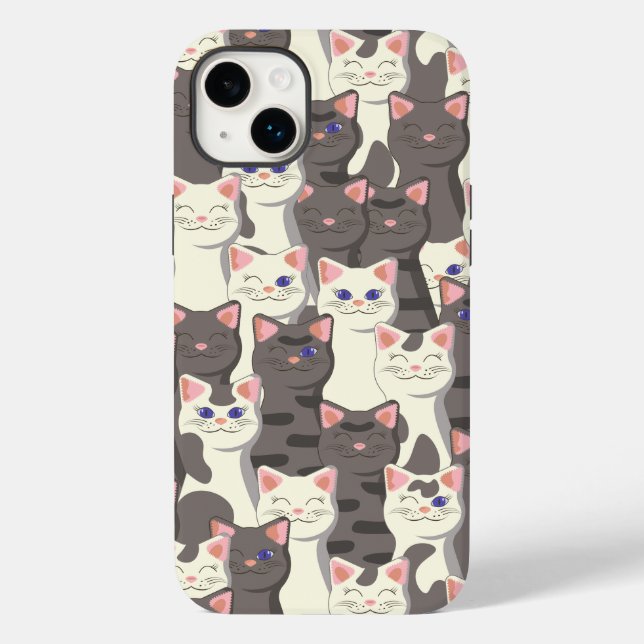 White and grey cats pattern Case-Mate iPhone case (Back)