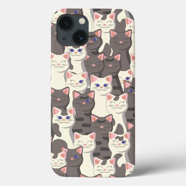 White and grey cats pattern Case-Mate iPhone case (Back)