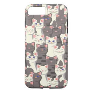 White and grey cats pattern iPhone 8 plus/7 plus case