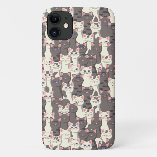 White and grey cats pattern Case-Mate iPhone case (Back)