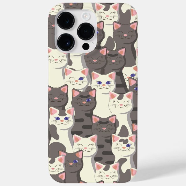 White and grey cats pattern Case-Mate iPhone case (Back)