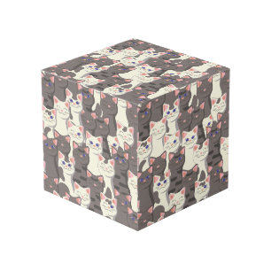 White and grey cats pattern cube
