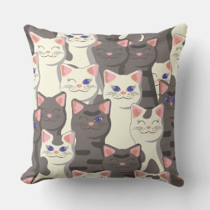 White and grey cats pattern cushion