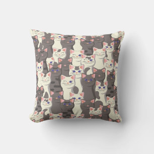 White and grey cats pattern cushion