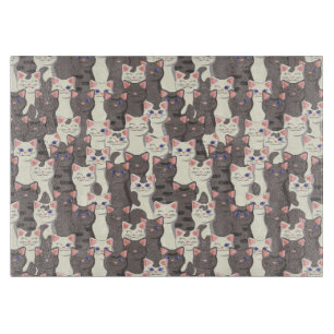 White and grey cats pattern cutting board