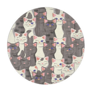 White and grey cats pattern cutting board